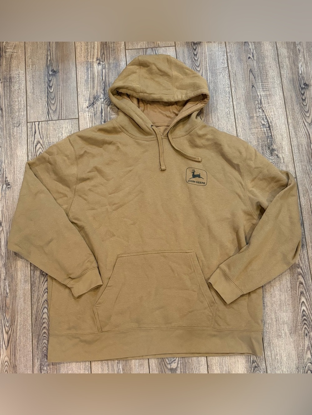John Deere Coyote Brown Tractor Flag Graphic Hoodie Mens 3XL Pullover